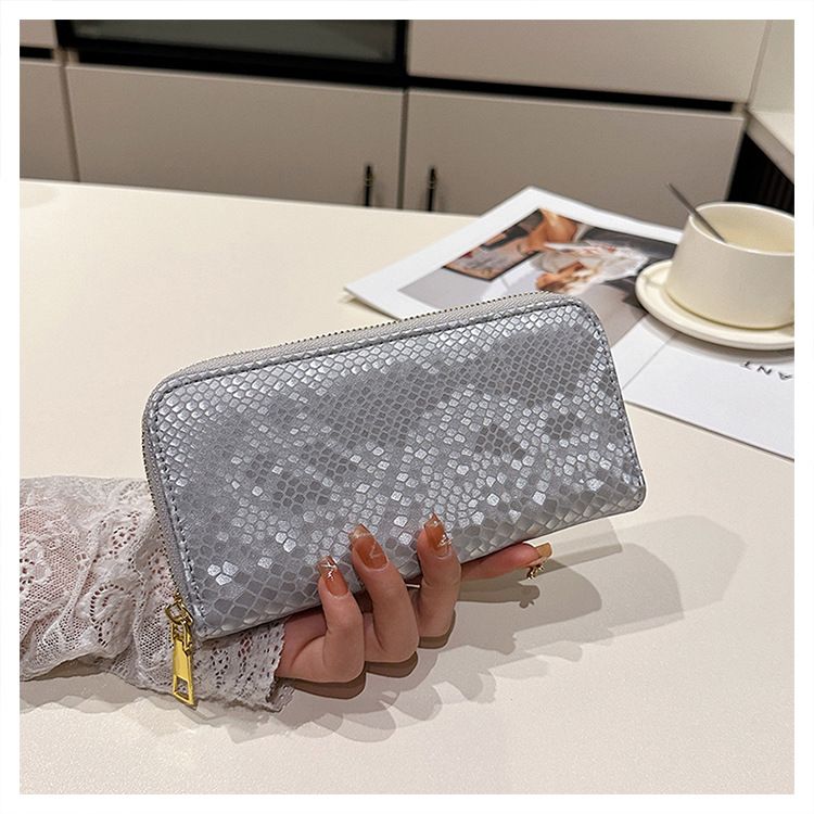 Damentaschen, neues Schlangenhautmuster, lange Geldbörse mit Reißverschluss und mehreren Kartenfächern, Clutch mit großer Kapazität, modische Geldbörse_voghion.com