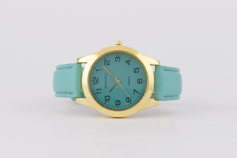 Digital color women's fashionable leather strap, quartz watch, large dial_voghion.com