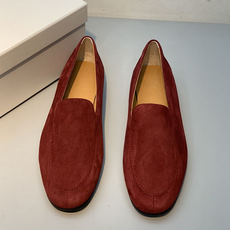 Autumn Row Atmungsaktive Vielseitige Kaschmir-Loafer, Bequeme Und Faule Schuhe, Runde Zehen Flache Sohle Single Kick Schuhe Für_voghion.com