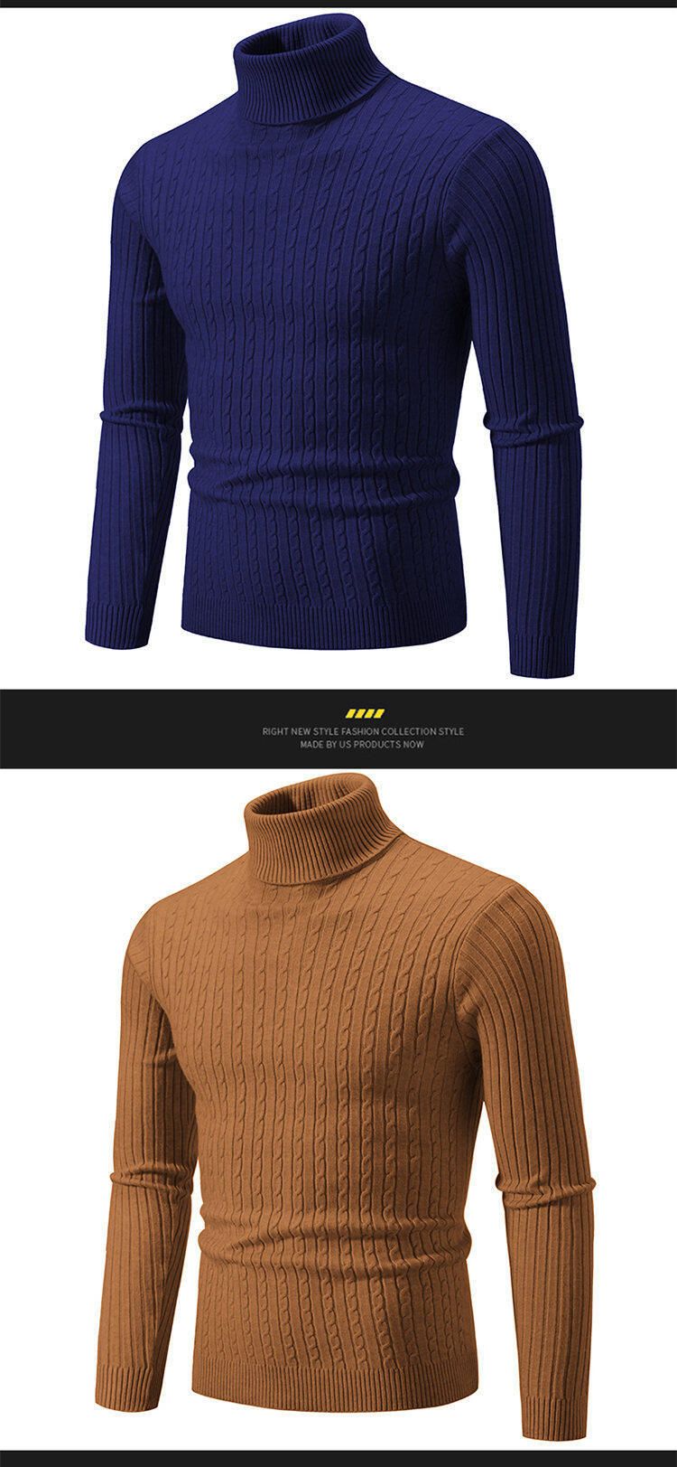 Novo suéter casual de malha transfronteiriça masculino 2025 com gola alta e camisa de malha trançada da moda para homens_voghion.com