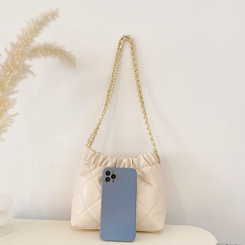 Elegancka pikowana torebka na ramię dla kobiet – elegancka torebka typu crossbody z paskiem na łańcuszku, miękka skóra syntetyczna, mała torebka do codziennego użytku_voghion.com