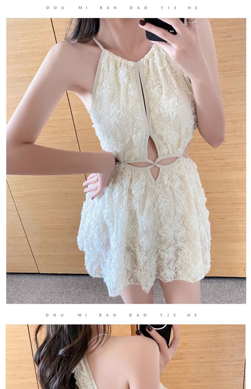 Lace Sexy Tummy-Control Slimming Backless Fairy Style New Hot Internet Celebrity Pure Desire Swimsuit_voghion.com