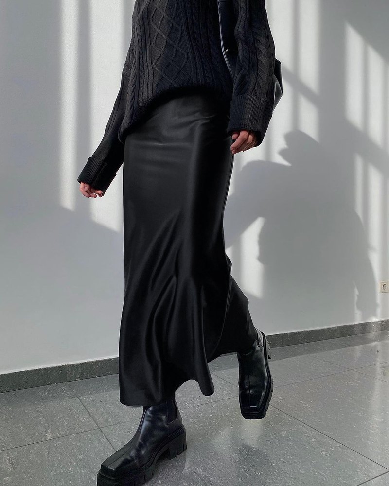 Women's high-end color micro-dyed tail skirt slim and versatile temperament women's dress_voghion.com