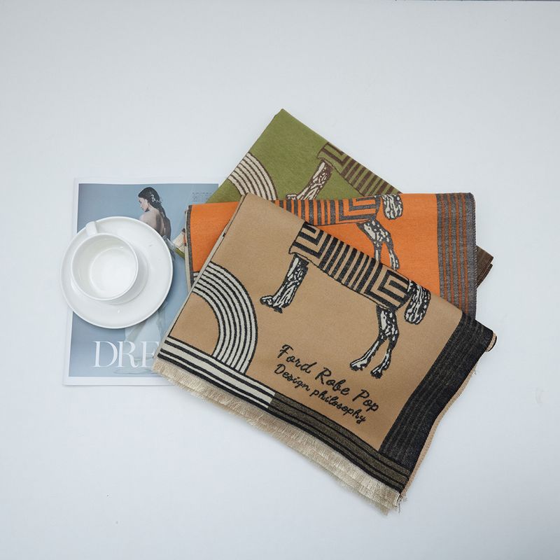 Nicchia francese 2024 cavallo da guerra plaid cashmere donna inverno nuova tendenza sciarpa calda scialle a doppio uso a doppia faccia_voghion.com