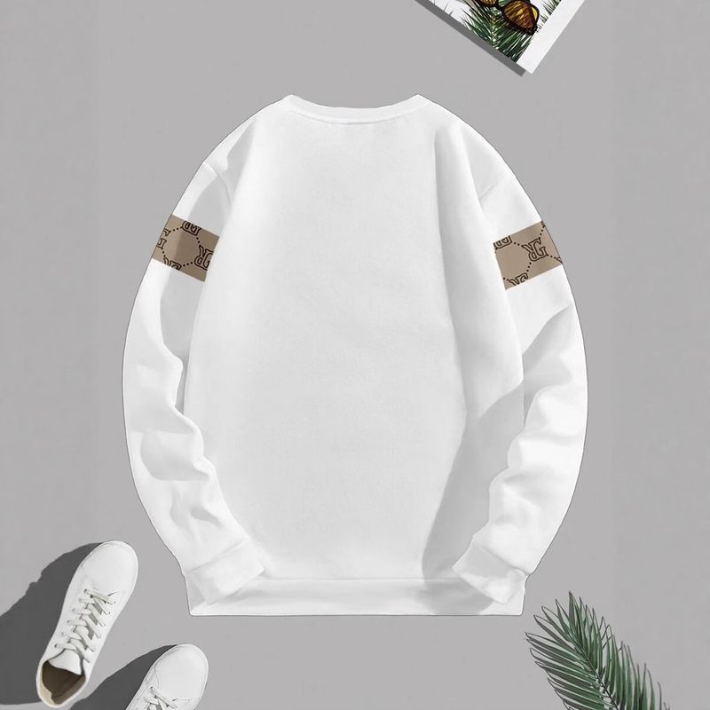 Elegantes Herren-Sweatshirt mit V-Ausschnitt, weiß, im angesagten Business-Casual-Stil für den Herbst._voghion.com