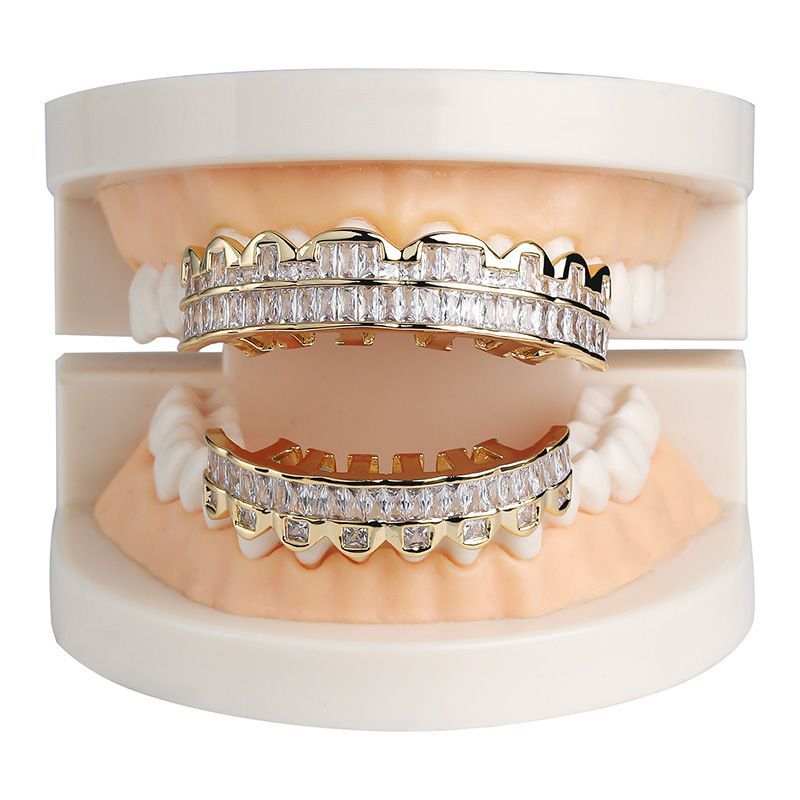 Griglia per denti placcata in oro Dia per hip hop, bling_voghion.com