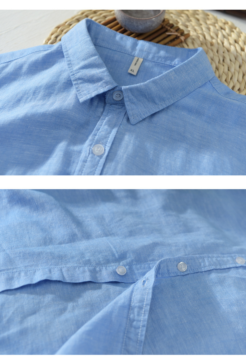 Nuovi prodotti estivi da uomo, semplici camicie a maniche corte da uomo in cotone e lino, camicie giovanili sottili e casual_voghion.com
