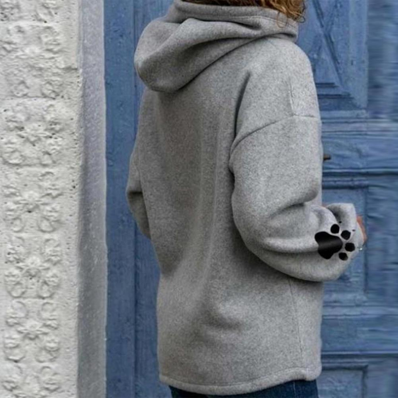 Herbst Winter Frauen Hund Pfote Druck Hoodie Langarm Pullover Mit Kapuze Sweatshirt Frühling Herbst Casual Hoodies Sweatshirt_voghion.com