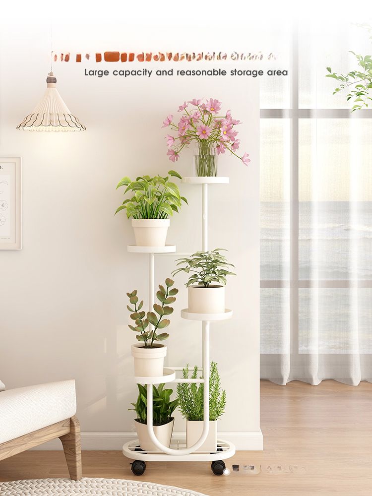 Living Room Floor-standing Movable Stand Balcony Plant Rack Iron Art Multi-layer Succulent Flower Pot Holder_voghion.com