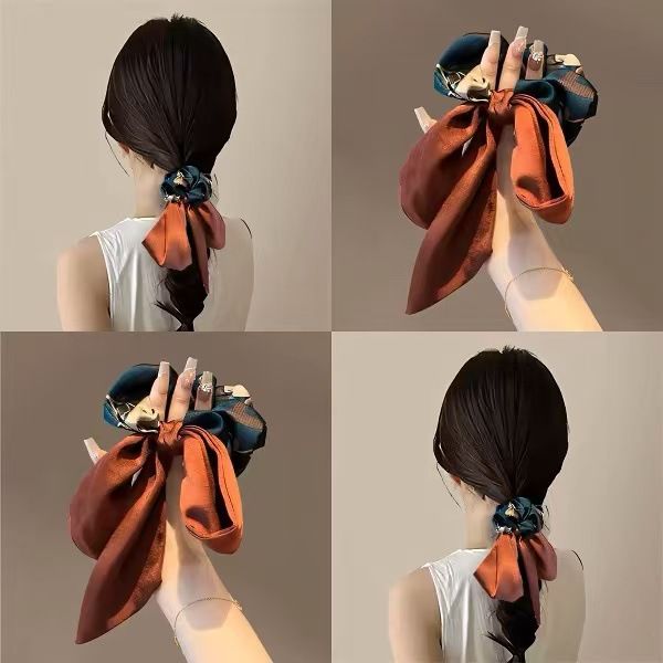 Limitato alle ragazze~Corea del Sud 2024 Fascia per capelli con nastro stampato squisito da donna di alta qualità, alla moda, con coda di cavallo_voghion.com