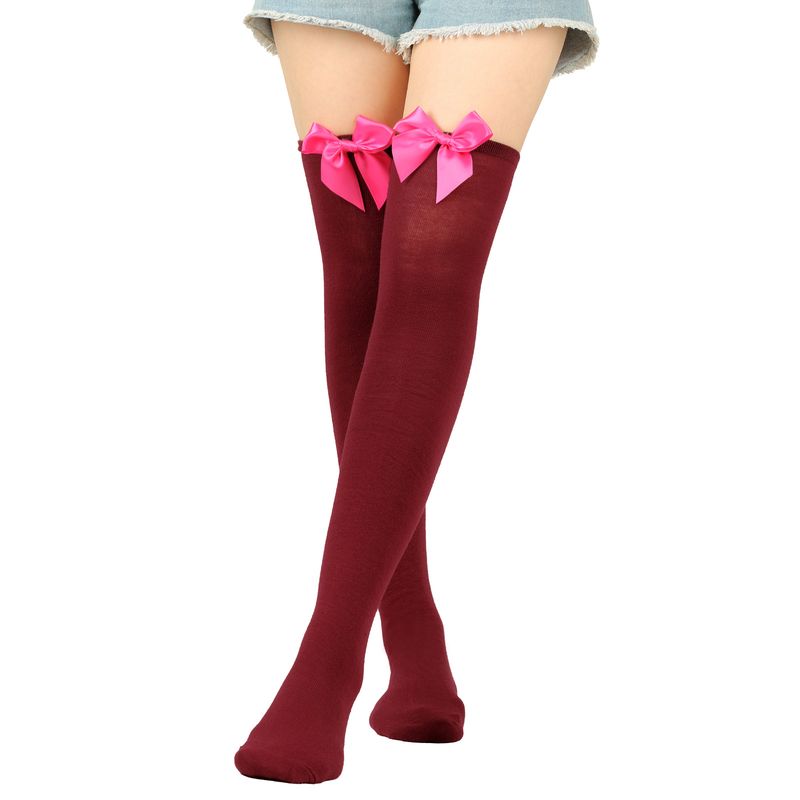 Calze sexy con fiocco per San Valentino sopra il ginocchio, calze alte, calze da donna, calze per feste di appuntamenti_voghion.com