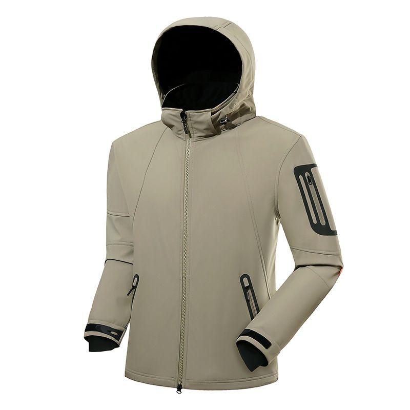 Giacca Stormtrooper con pile, giacca sportiva antivento casual con cappuccio in pile di cotone softshell, da uomo autunno e_voghion.com
