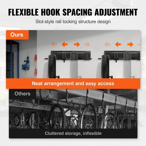 Bike Storage Rack, 6 Bike Racks And 3 Helmets Hooks, Wall Mount Bike Storage Hanger, Home & Garage Organizer, Customizable For Various Bike Siz_voghion.com