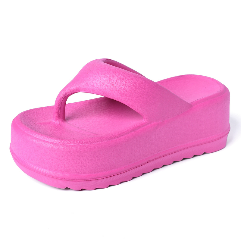 EVA thick-soled high-heeled flip-flops women's non-slip soft bottom stepping on feces feeling pinch-toe flip-flops for women_voghion.com