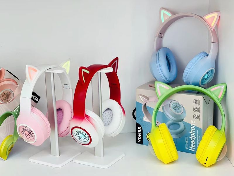 Headset Bluetooth Headset Luminous Cat Ear Cute Wireless Headset Gift YDM58_voghion.com