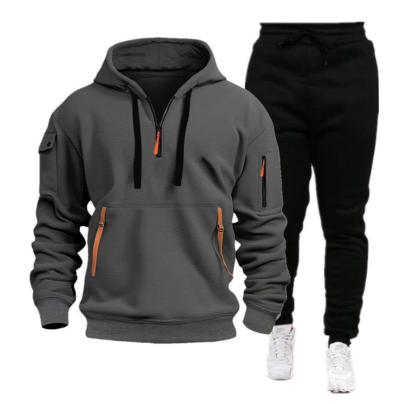 Men's sports hoodie suit zipper hoodie suit hoodie pant two sets_voghion.com