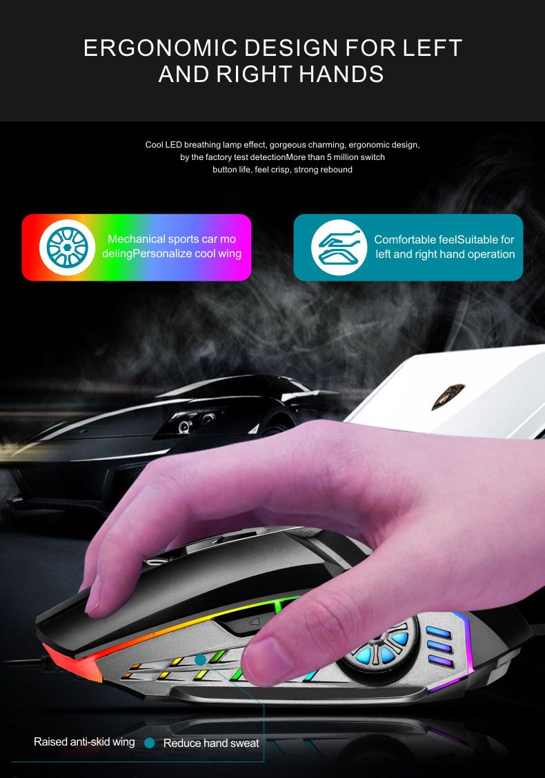 Digitex X7 Kabelgebundene Leuchtmaus USB Home Office Desktop Computer Business Gaming Mechanische Makrodefinition E-Sport_voghion.com