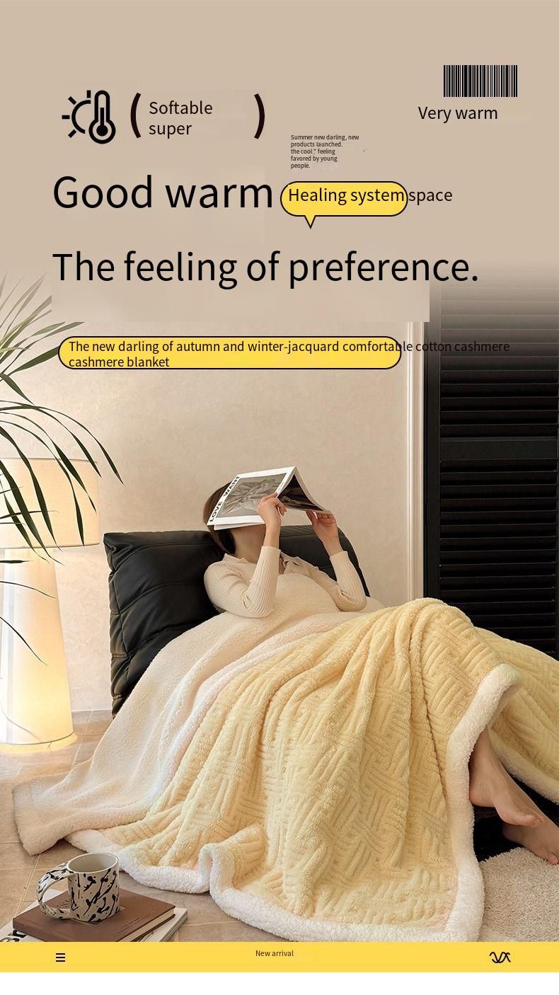 2025 New Jacquard Shu Cotton Wool Lamb Wool Blanket Gift Thickened Blanket_voghion.com