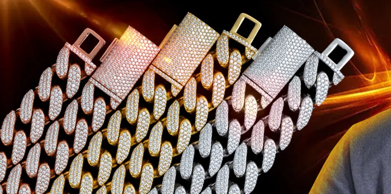 Iced Out Pass Diamond Tester Sterling Sier Naszyjnik Vvs Moissanite Kubański łańcuszek ogniwowy_voghion.com