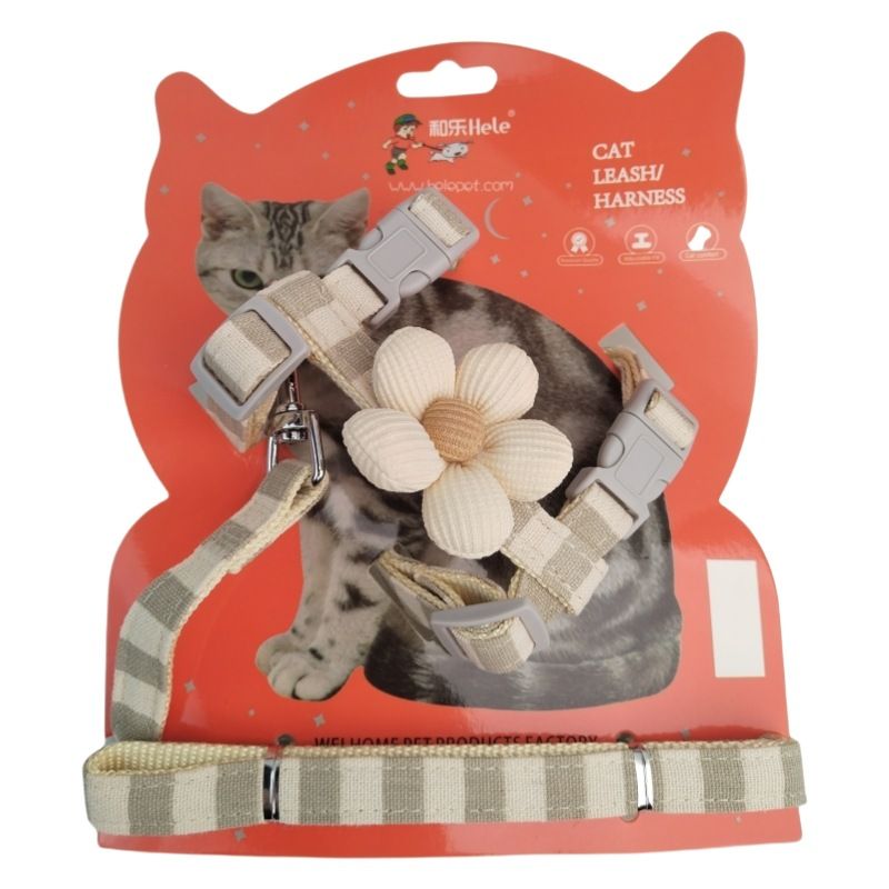 Cute Pet Costume 2-Piece Set I-Shaped Cat Sewing Craft Chest Harness With Small Doll_voghion.com