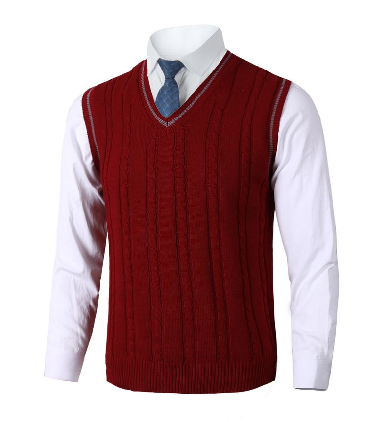 Grenzüberschreitende Herrenweste Strickweste Ärmellose lässige große Herrenbekleidung Außenhandel V-Ausschnitt Verdickte Weste Unterhemd_voghion.com