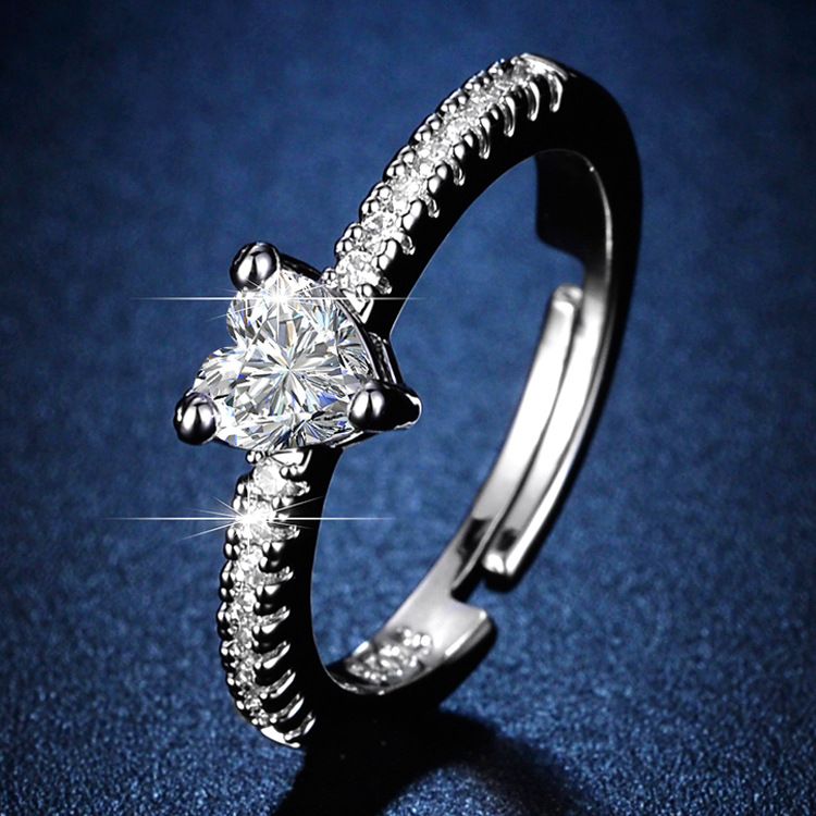 Live streaming light luxury design fashionable diamond inlaid moissanite one carat open zircon ring for women_voghion.com