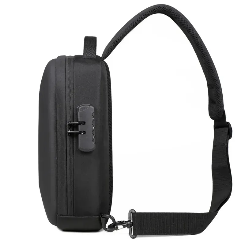 Antitheft Combination Lock Chest Packs With USB Charging Port Fashion Business Mens Crossbody Bag Travel Storage_voghion.com