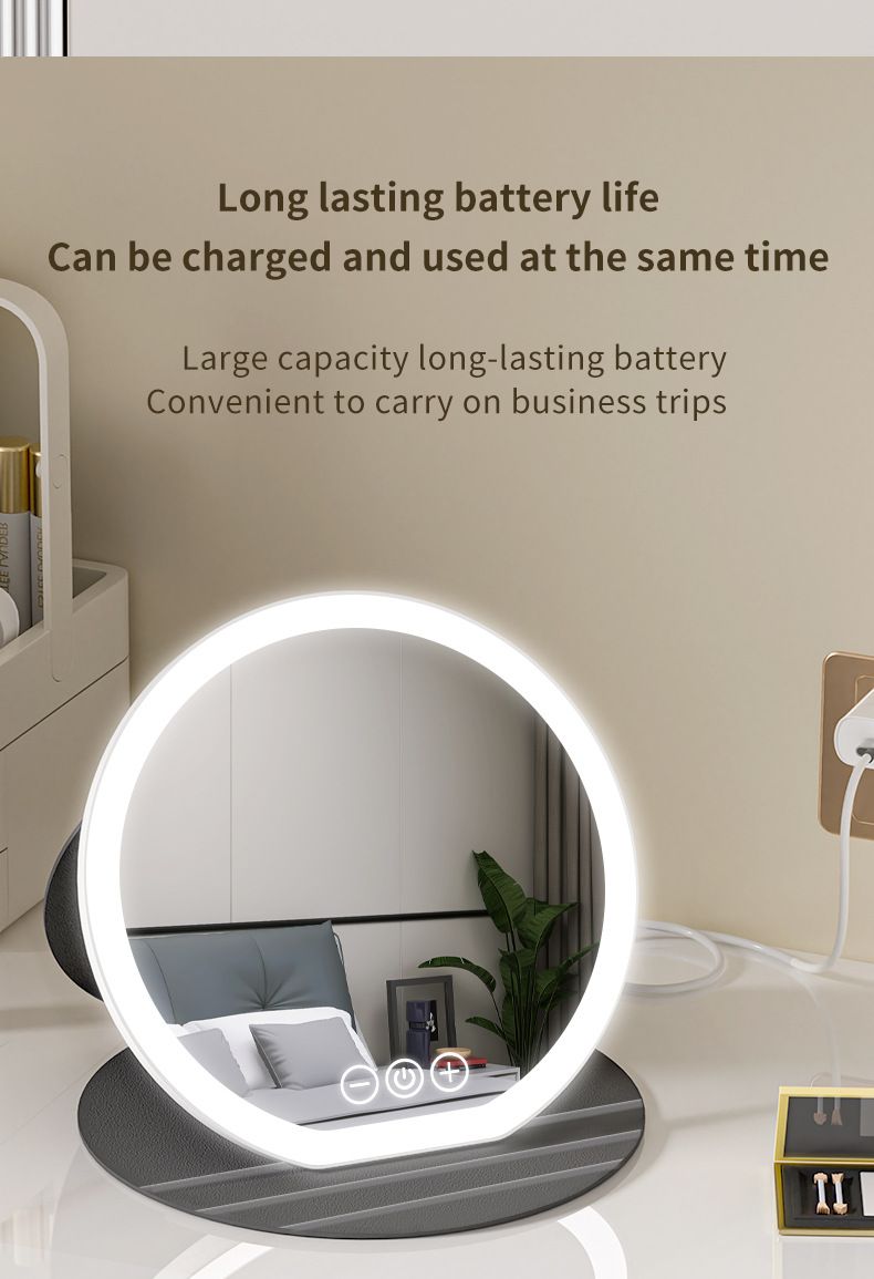 LED Vanity Mirror With Touch Control – Foldable Makeup Mirror With 3-Color Light Modes (USB Rechargeable, Adjustable Brightness)_voghion.com