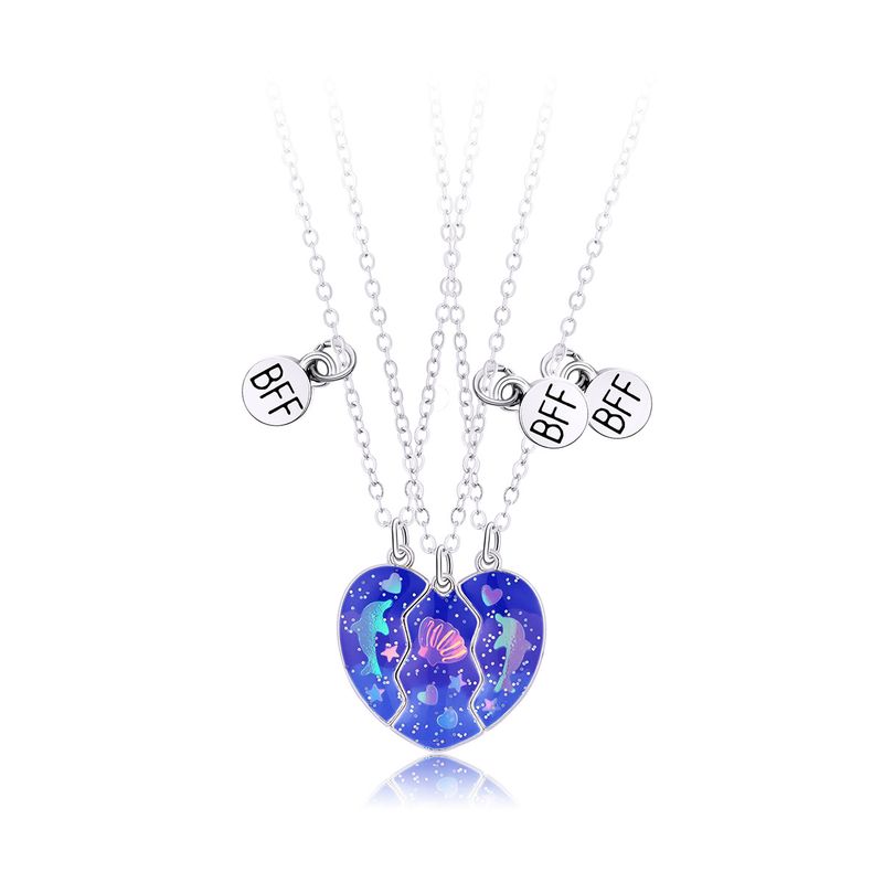 Collana per bambini con conchiglia di delfino e gocce di olio, tre pezzi, ciondolo magnetico creativo, set di giunzioni d'amore_voghion.com