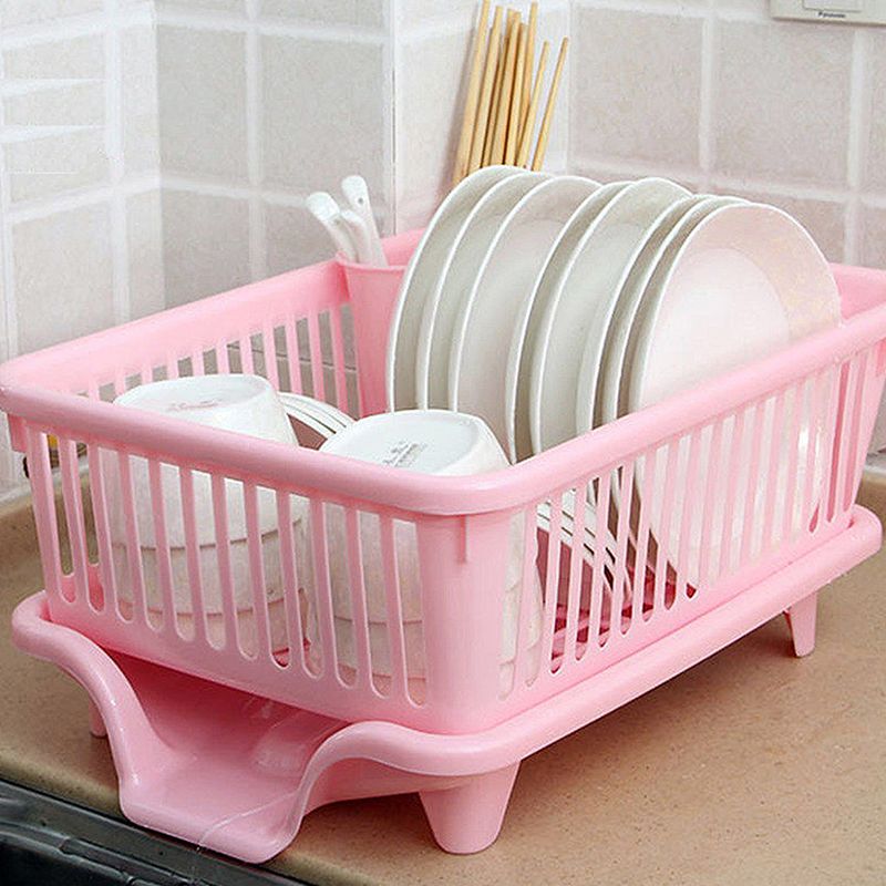 Kitchen Drainage Rack With Drainer Board Countertop Utensils Plates Chopsticks Bowls Spoons Storage Dish Drying Rack_voghion.com