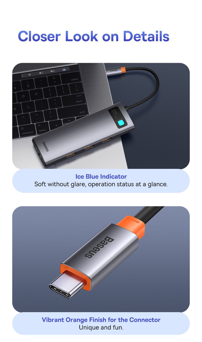 Adattatore Baseus 4K 60Hz da tipo C a porta Ethernet PD 100W per MacBook Pro Hub USB 3.0 Accessori per laptop e tablet_voghion.com