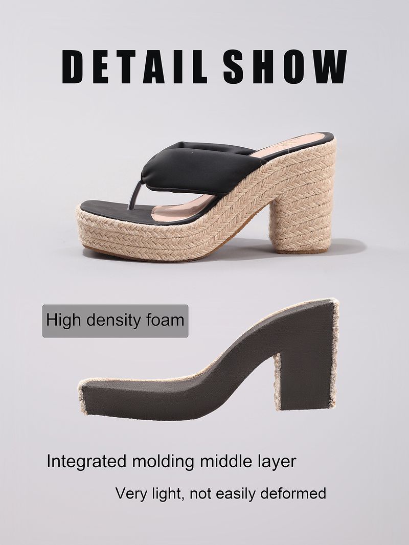 Damesko Damesko Kilesandaler med tykke såler til reb Flip-flops Sommerferie Vandtætte Platform Høje Hæle_voghion.com