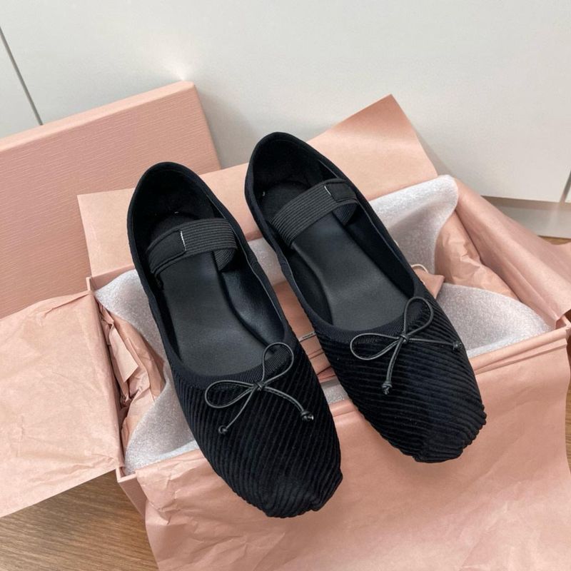 【 Migua 】 Niche Wind Light Core Velvet Ballet With Flat French Soft Bottom Single Butterfly Knot Shoes_voghion.com