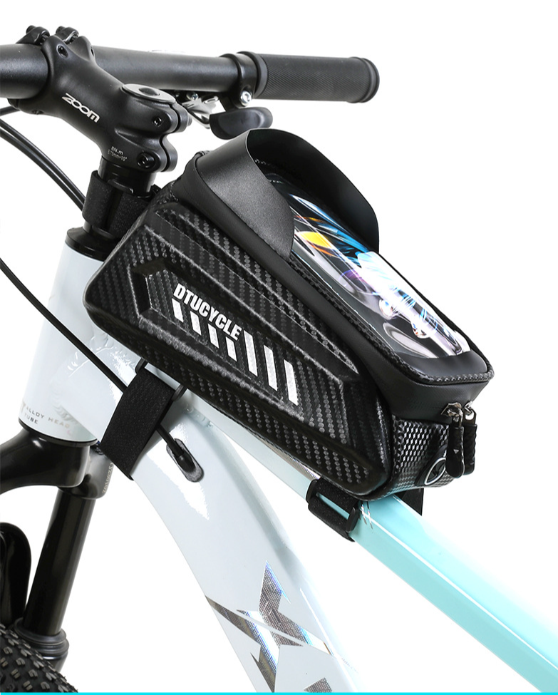 DTUCYCLE/Neue Fahrrad-Satteltasche für den Vorderrahmen, EVA-Hartschale, wasserdicht, für Telefon, Touchscreen_voghion.com