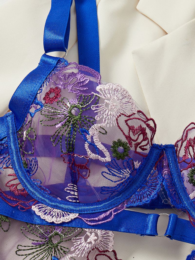 Γυναικεία Εσώρουχα με κέντημα φλοράλ και σέξι γαλλική δαντέλα, ένα κομμάτι, νέο σέξι γυναικείο κοστούμι_voghion.com