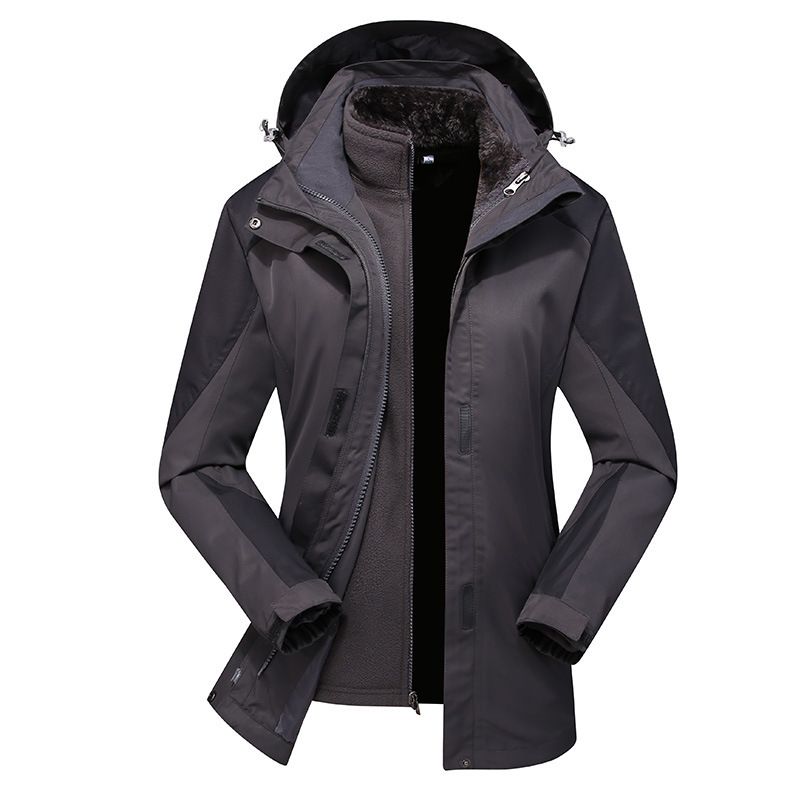 Giacca invernale 3 in 1 per uomo e donna, antivento, impermeabile, giacca da trekking staccabile, pile corallo spesso,_voghion.com