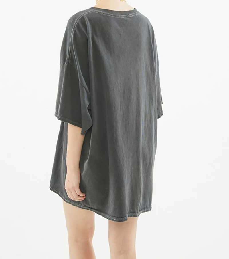 Damen lockert T-Shirtkleed lässeg a komfortabelt Basiskleed mat Drock_voghion.com