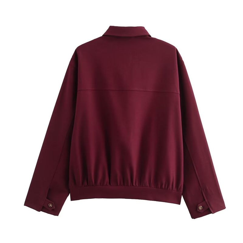 Women's Fashion Zip-Up Jacket With Pockets & Mini Lantern Skirt Set - Trendy Streetwear Outfit In Brick Red (Sizes S/M/L)_voghion.com