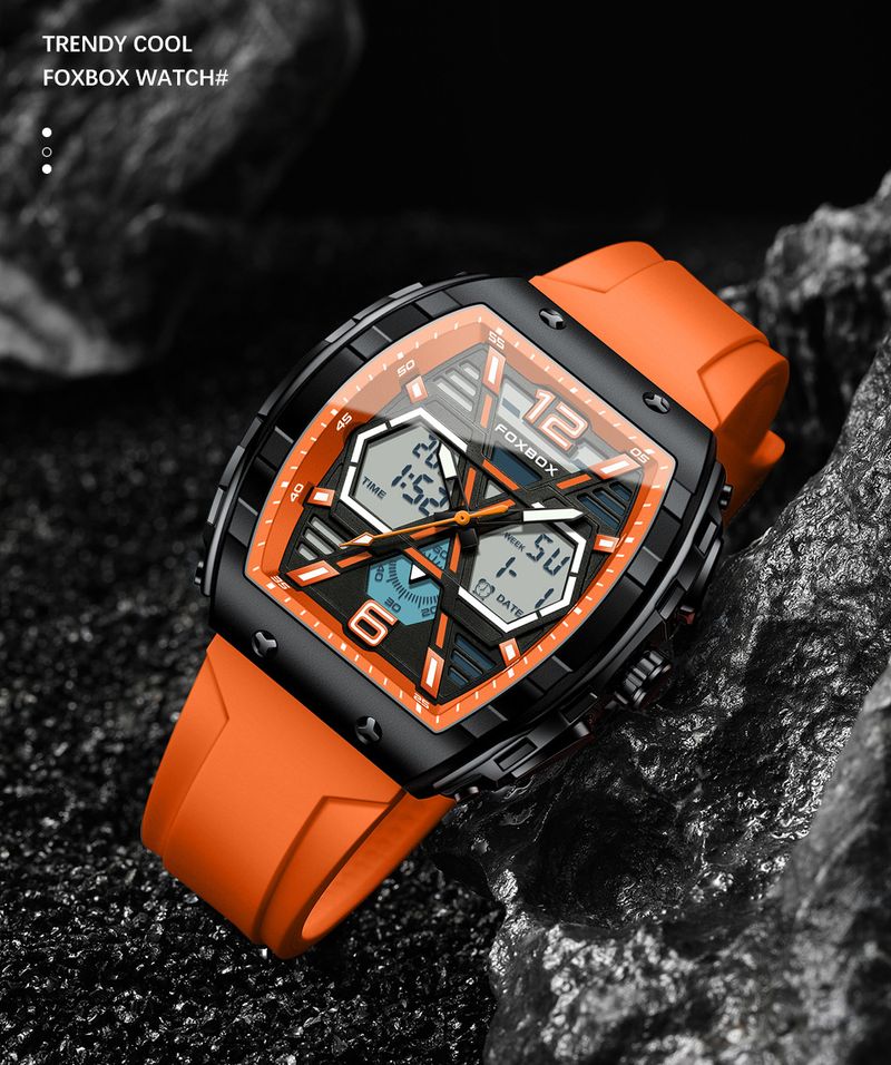 Men's Digital Analog Dual Display Watch With Large Dial, Waterproof, Luminous, Sporty Design For Outdoor Activities_voghion.com