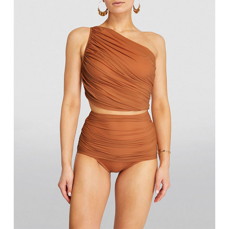 Naisten uudet bikinit halterneck mesh-splicing ranskalainen retro halkaistu uimapuku naisten rajat ylittävä hot style_voghion.com