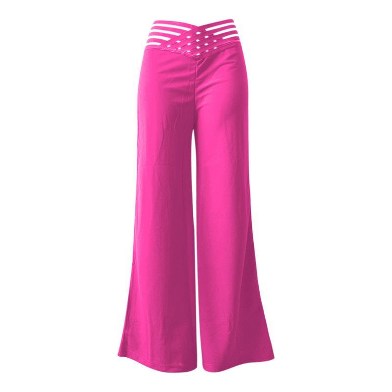 Pantaloni da donna a vita alta con incrocio cavo, modello 2024, stile pendolarismo, micro svasati, gamba larga casual_voghion.com