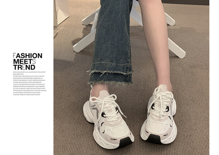 Scarpe da papà scarpe da donna 2023 autunno nuova maglia traspirante scarpe sportive casual tutto-fiammifero fondo spesso quattro stagioni piccole scarpe bianche_voghion.com