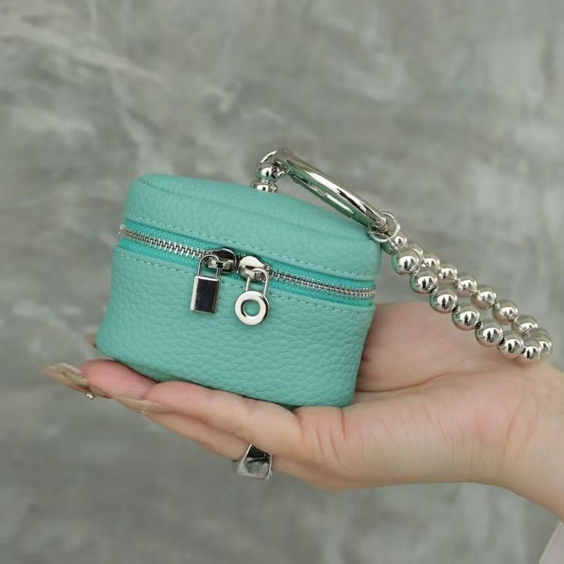 Top Layer Cowhide Fashionable Neck Hanging Compact Lunch Box Women's Genuine Leather Lychee Texture Lipstick Mini_voghion.com