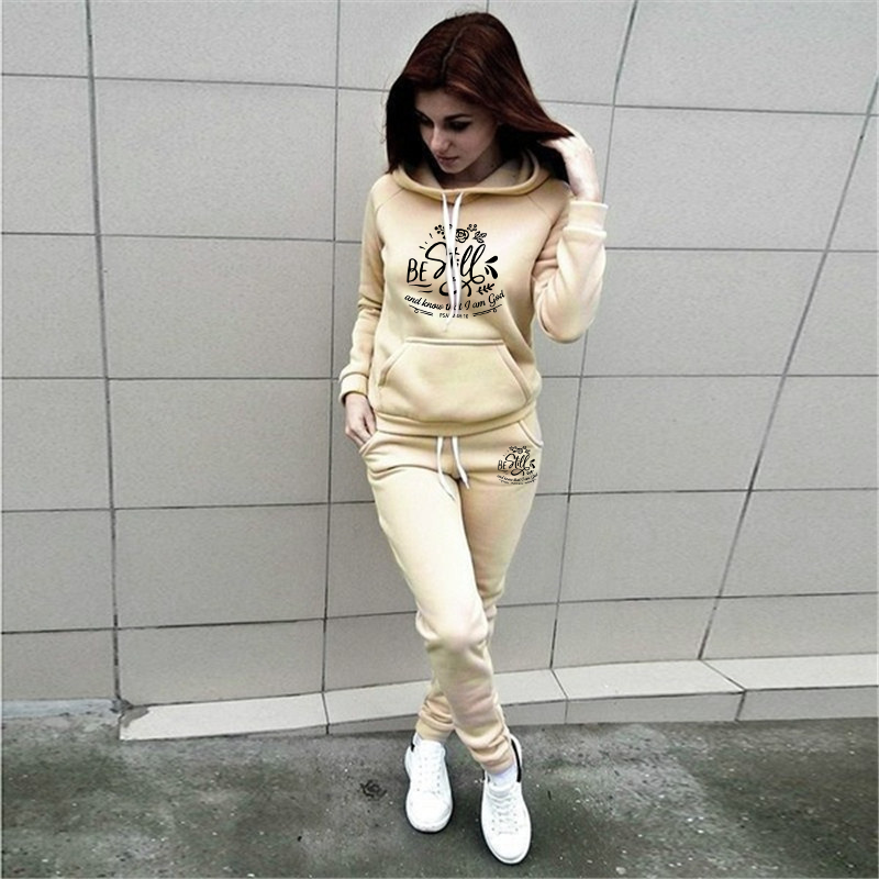 Set di felpe con cappuccio Felpe con cappuccio casual Pantaloni da jogging da donna e Fiess Felpe in due pezzi_voghion.com