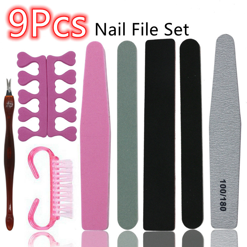 Lima per unghie 9 pezzi Set Buffer Lima per unghie Buffer Trimmer Lime Buffer striscia lucidante divisore esfoliante per dito Nail_voghion.com