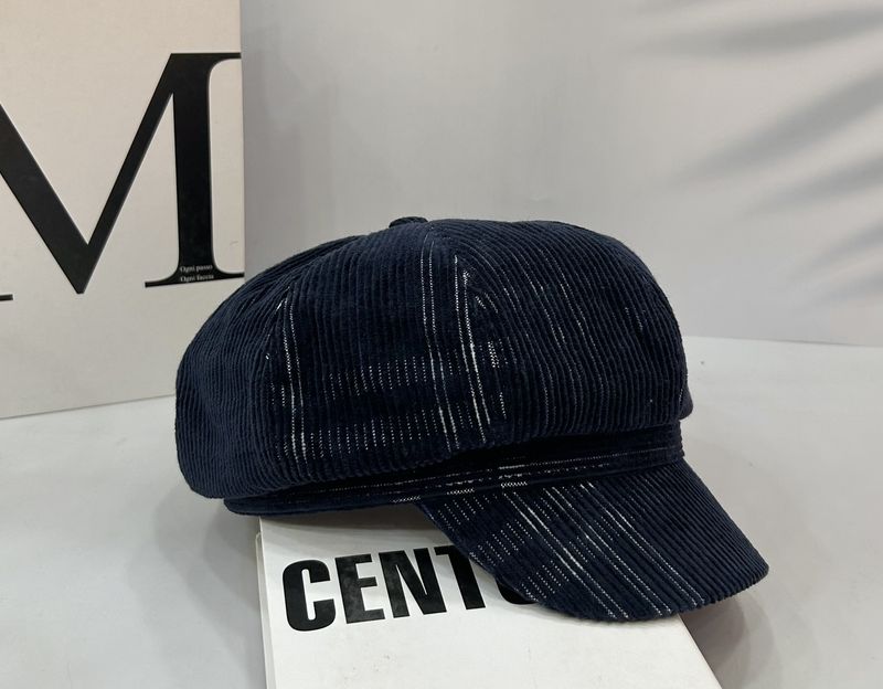 Neue, hochwertige karierte Cord-Malermütze im britischen Stil, achteckig, Unisex, lässig, vielseitig, für Herbst und Winter_voghion.com