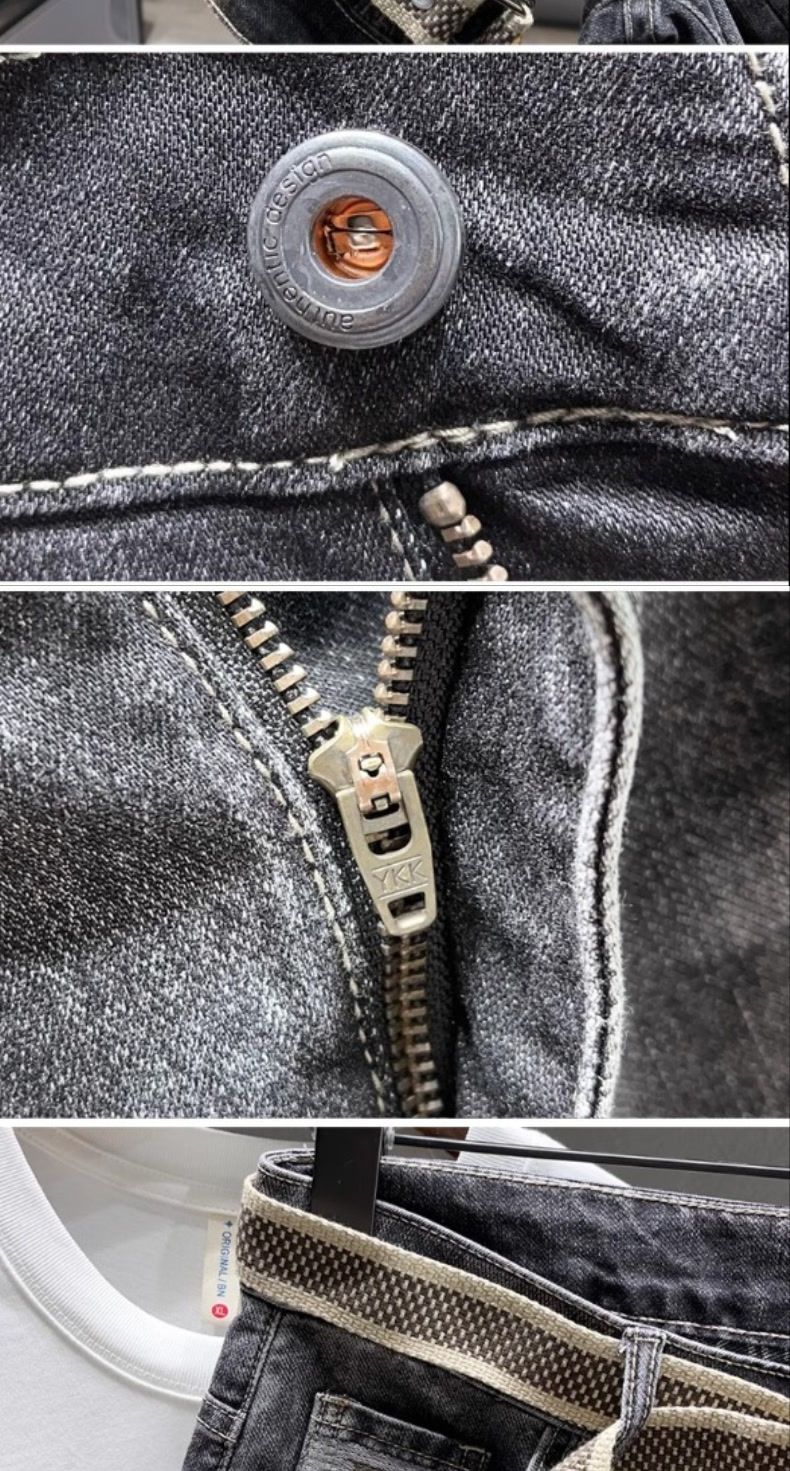 2024 Herfst Winter Bedrukte Lichte Jeans Heren Trendy Stretch Casual Licht Los Slim Fit Veelzijdige Harembroek_voghion.com