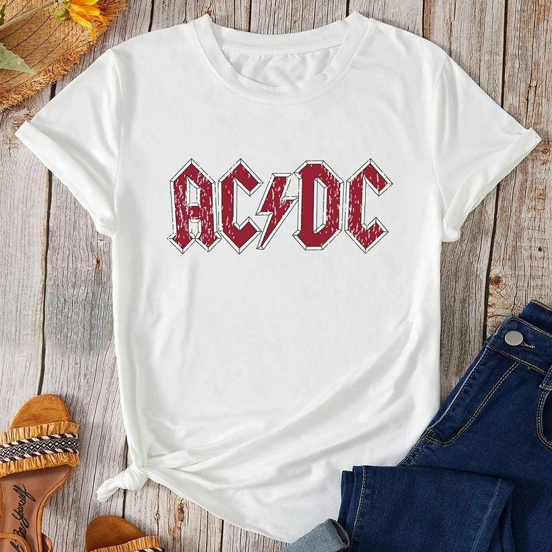 Été femmes coton T-Shirt groupe de Rock graphique vêtements hommes mode lettre ACDC impression hauts t-shirts femme décontracté_voghion.com