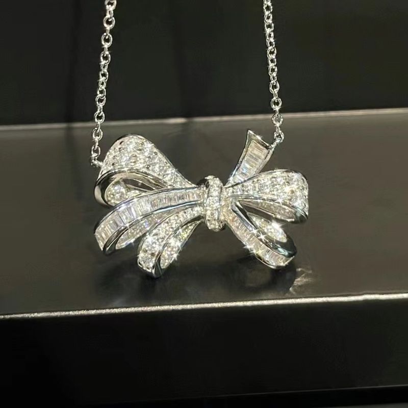 Ciondolo a fiocco con zirconi e diamanti con gocce d'acqua, collana versatile, catena per clavicola da donna, nuova collana,_voghion.com