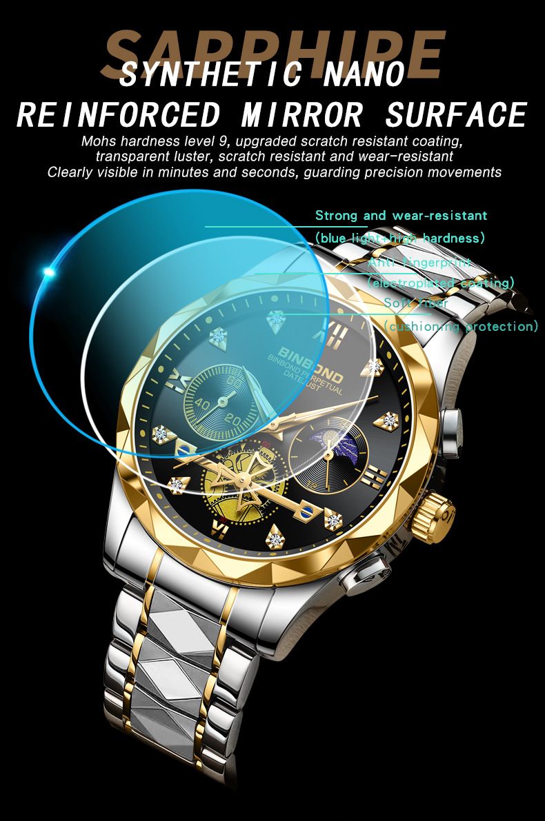 Top Business Men's Watches Classic Diamond Scale Dial Luxury Quartz Wrist Watch 30M Waterproof Luminous Men Watch_voghion.com